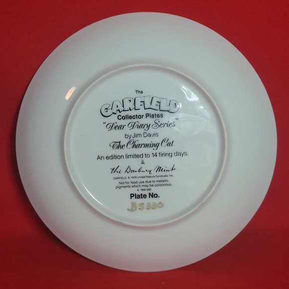 Garfield The Charming Cat Plate 1978 Dear Diary Series - Picture 3 of 12
